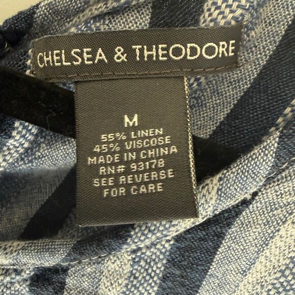 Chelsea & Theodore Linen Blend Striped Tank – Frayed Hem, Boho Summer Style Sz M - Picture 4 of 4